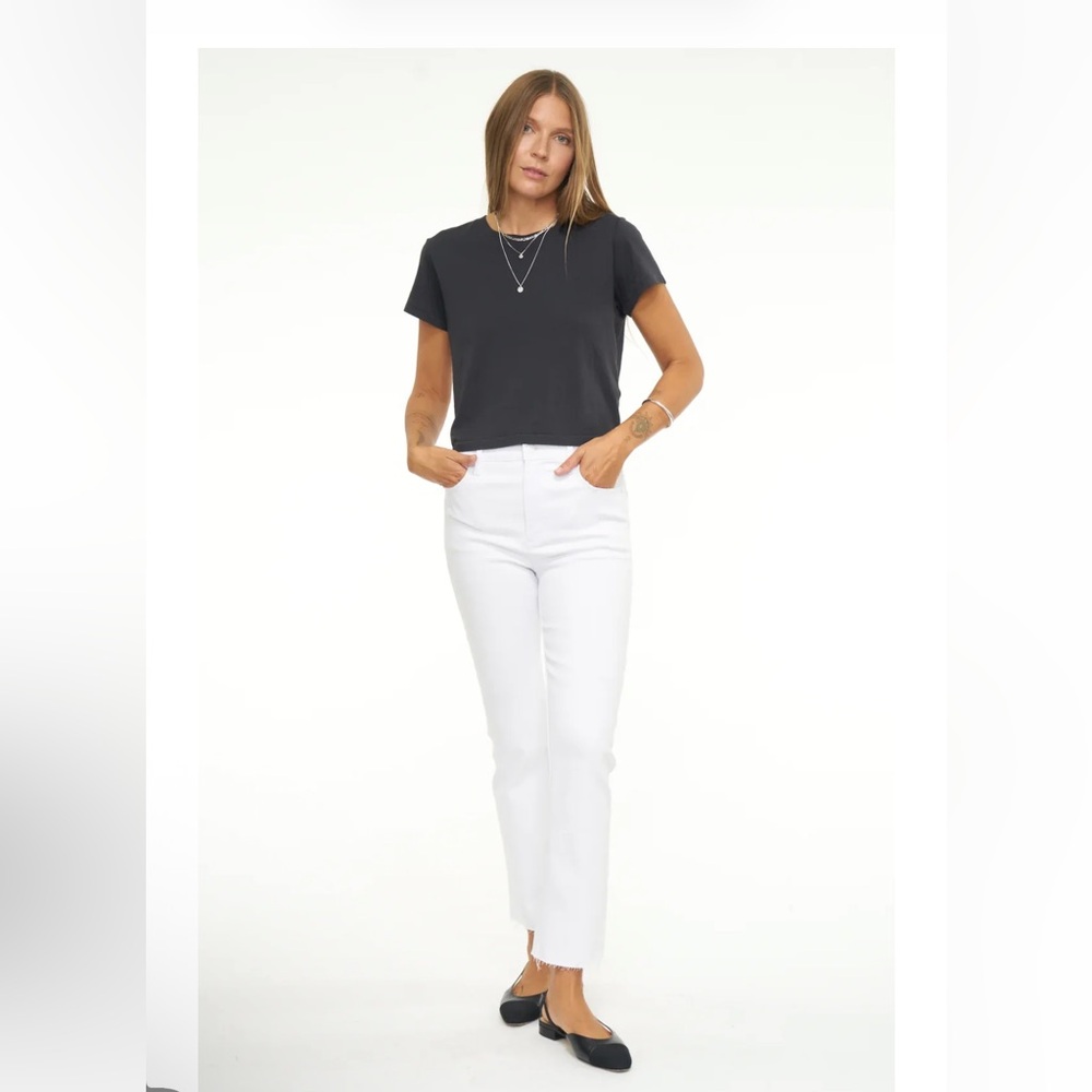 Pistola Lennon High Rise Crop White Jeans